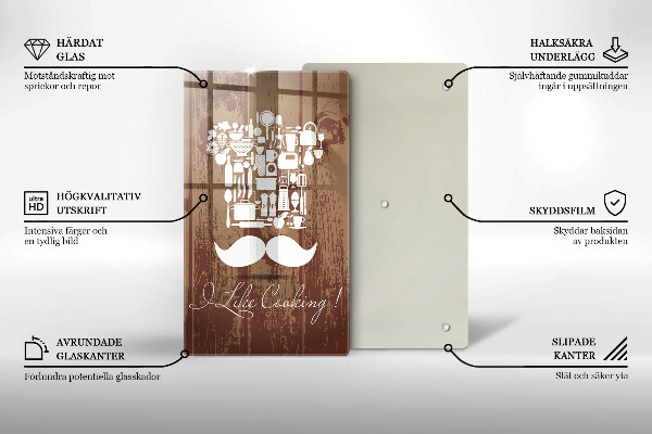 Chopping board glass Inscription and like cooking