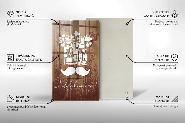 Chopping board glass Inscription and like cooking