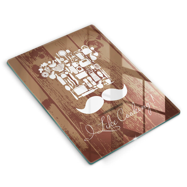 Chopping board glass Inscription and like cooking