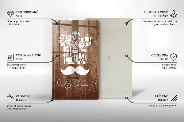 Chopping board glass Inscription and like cooking