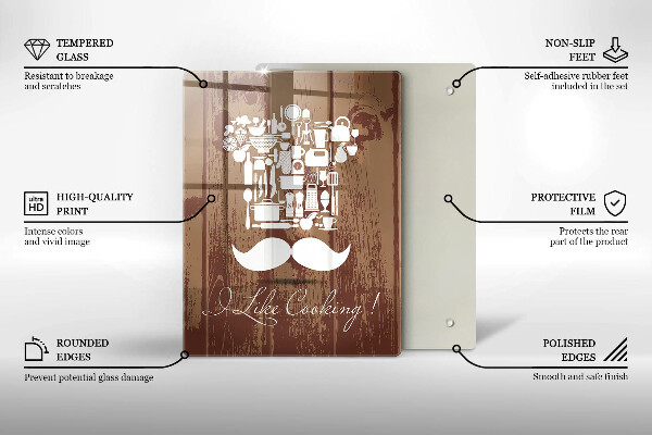 Chopping board glass Inscription and like cooking