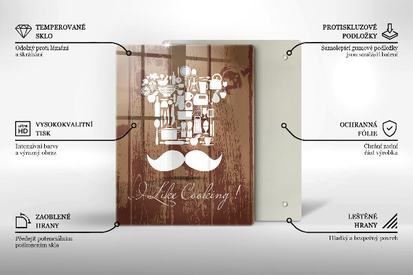 Chopping board glass Inscription and like cooking