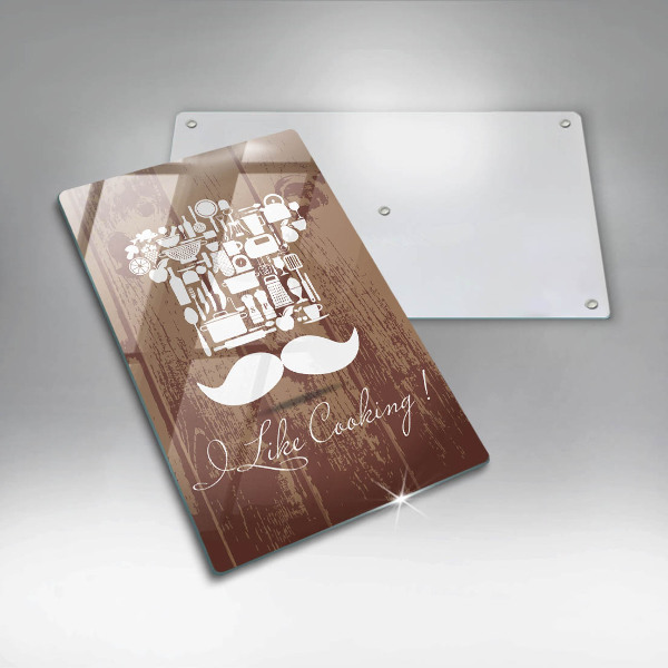 Chopping board glass Inscription and like cooking