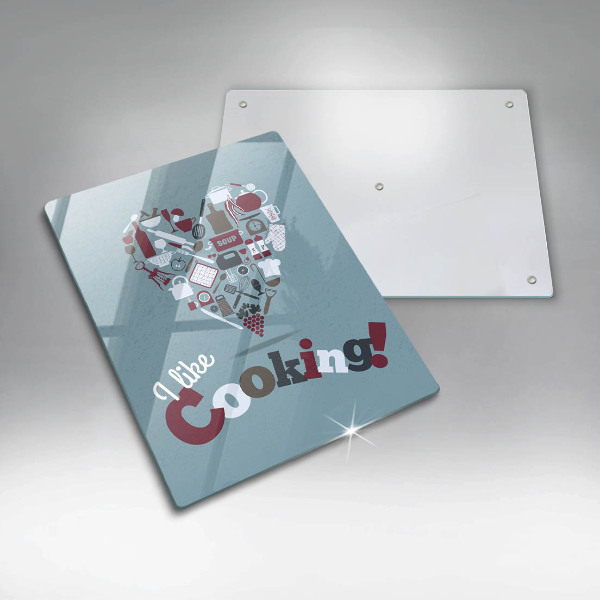 Chopping board glass Inscription and like cooking