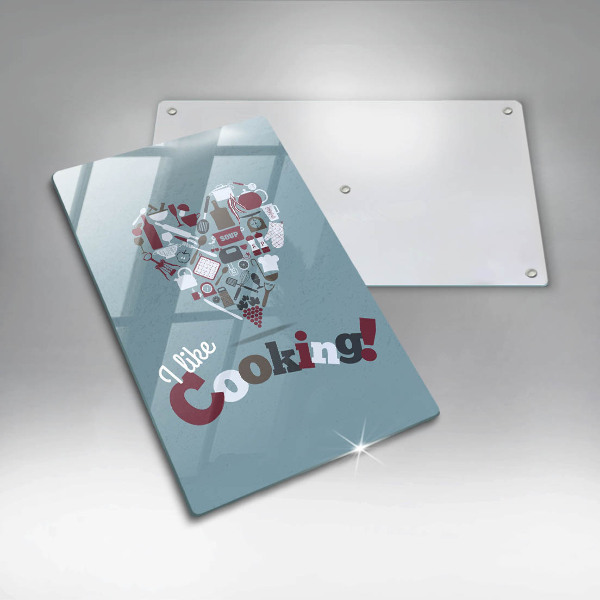 Chopping board glass Inscription and like cooking