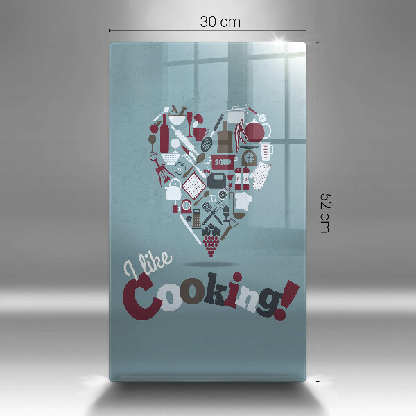 Chopping board glass Inscription and like cooking