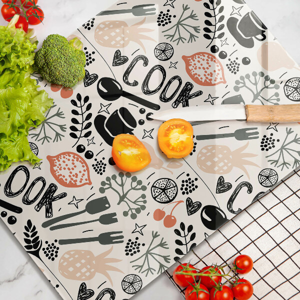 Chopping board glass Drawing kitchen theme