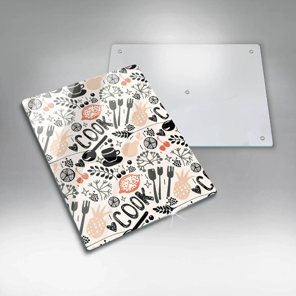 Chopping board glass Drawing kitchen theme