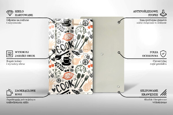 Chopping board glass Drawing kitchen theme