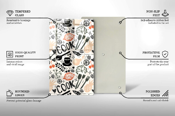 Chopping board glass Drawing kitchen theme