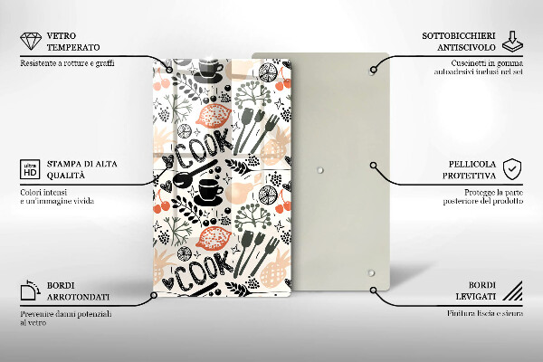 Chopping board glass Drawing kitchen theme