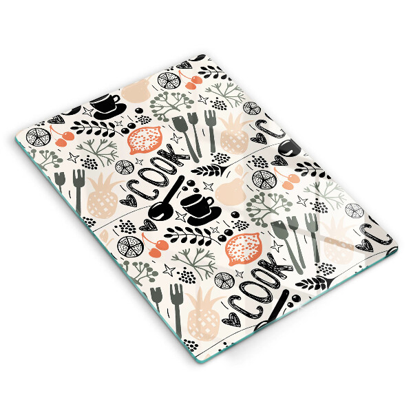 Chopping board glass Drawing kitchen theme
