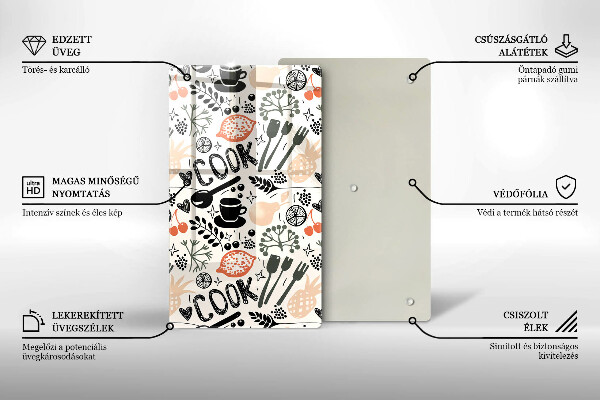 Chopping board glass Drawing kitchen theme