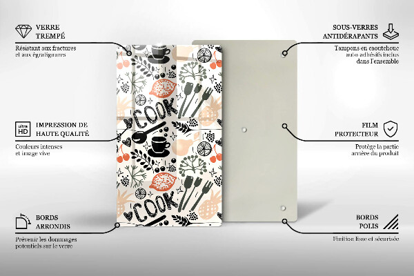 Chopping board glass Drawing kitchen theme