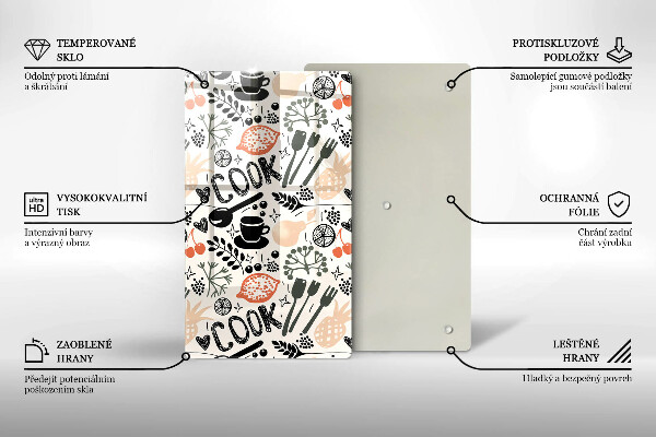 Chopping board glass Drawing kitchen theme