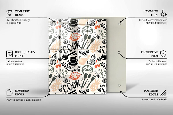 Chopping board glass Drawing kitchen theme