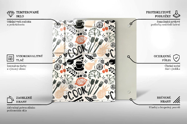 Chopping board glass Drawing kitchen theme