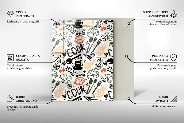 Chopping board glass Drawing kitchen theme