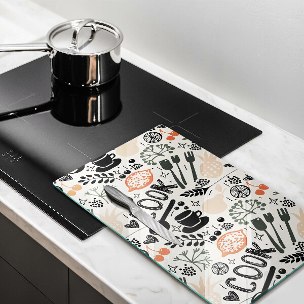 Chopping board glass Drawing kitchen theme