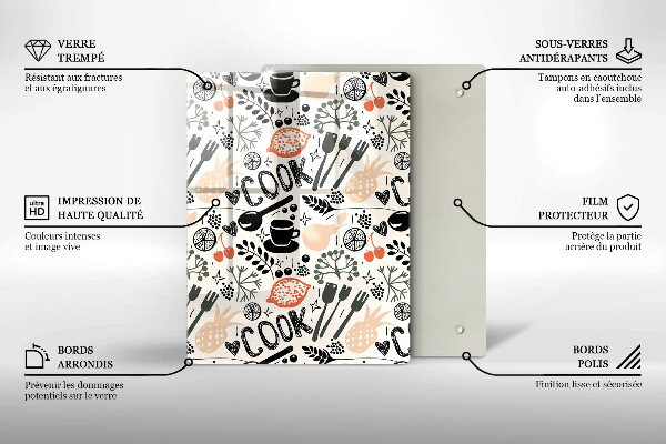 Chopping board glass Drawing kitchen theme