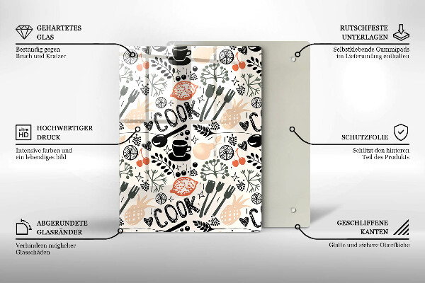 Chopping board glass Drawing kitchen theme