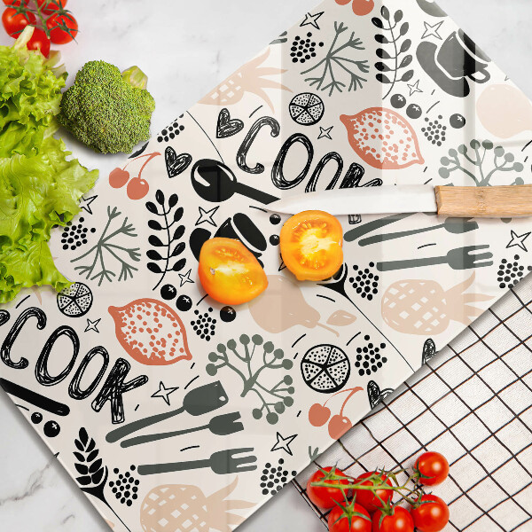 Chopping board glass Drawing kitchen theme