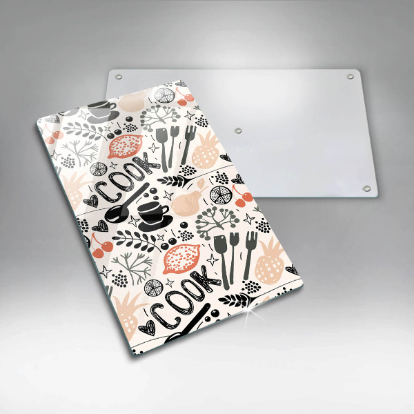 Chopping board glass Drawing kitchen theme