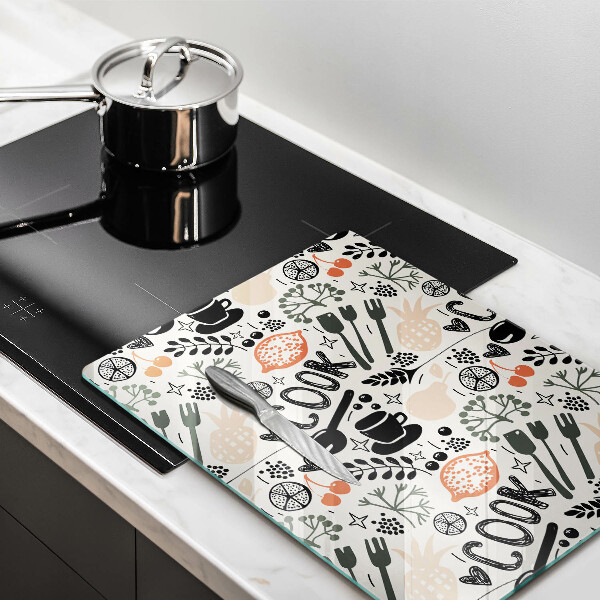 Chopping board glass Drawing kitchen theme