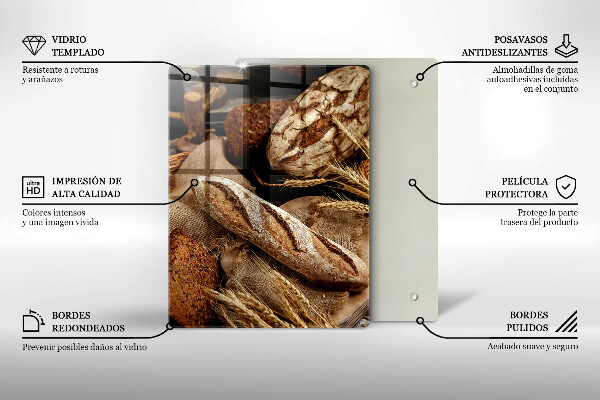 Chopping board glass Bread