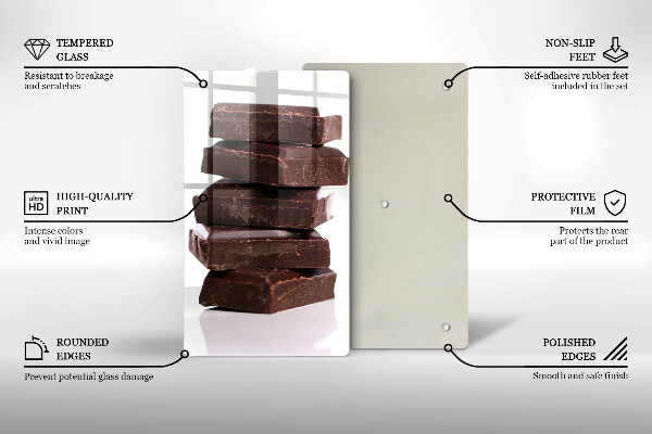 Chopping board glass Chocolate squares