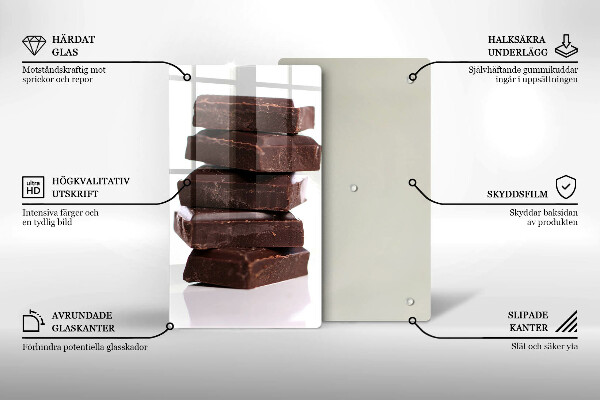 Chopping board glass Chocolate squares
