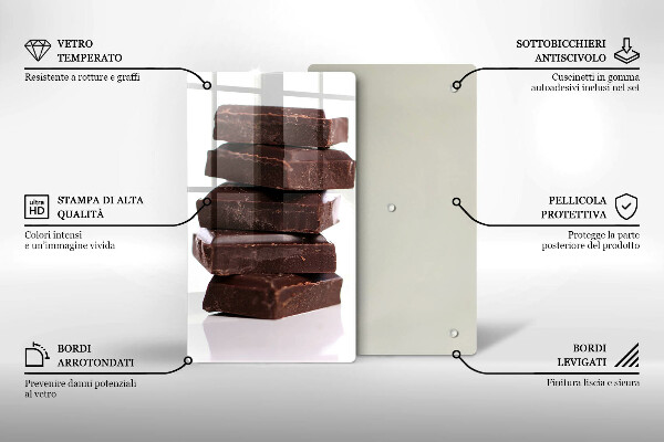 Chopping board glass Chocolate squares