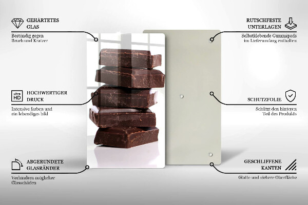 Chopping board glass Chocolate squares