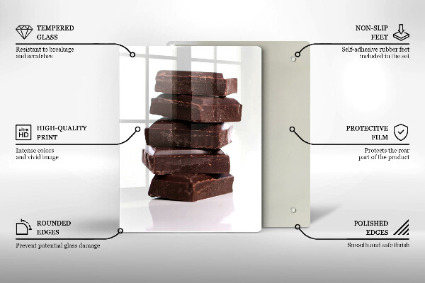 Chopping board glass Chocolate squares