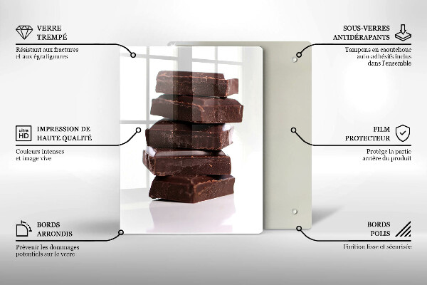 Chopping board glass Chocolate squares