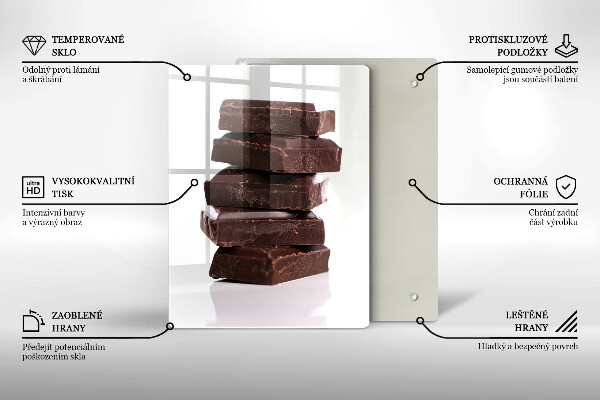 Chopping board glass Chocolate squares