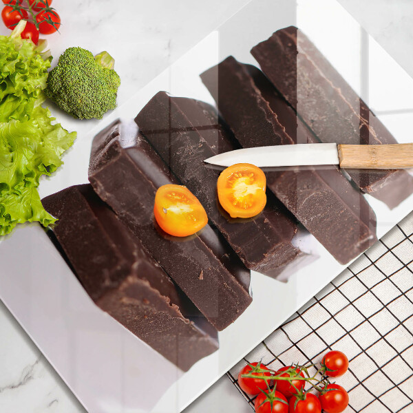 Chopping board glass Chocolate squares