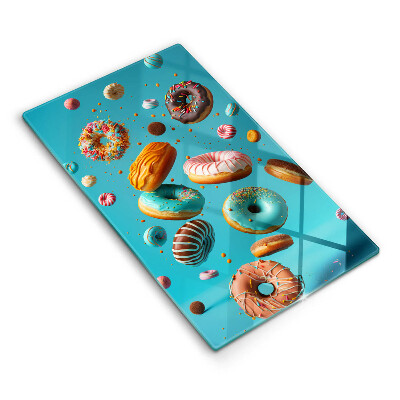 Chopping board glass Colorful donuts