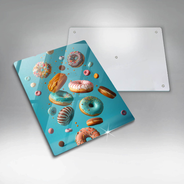 Chopping board glass Colorful donuts