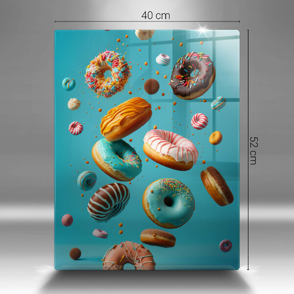 Chopping board glass Colorful donuts