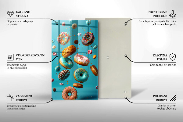 Chopping board glass Colorful donuts