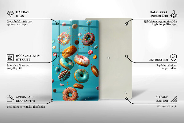 Chopping board glass Colorful donuts