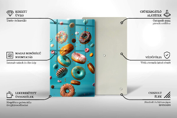Chopping board glass Colorful donuts