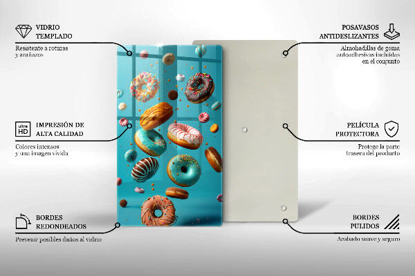 Chopping board glass Colorful donuts