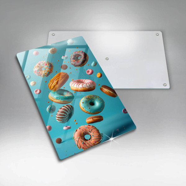 Chopping board glass Colorful donuts
