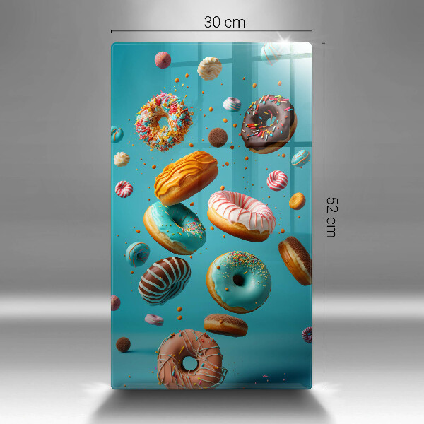 Chopping board glass Colorful donuts