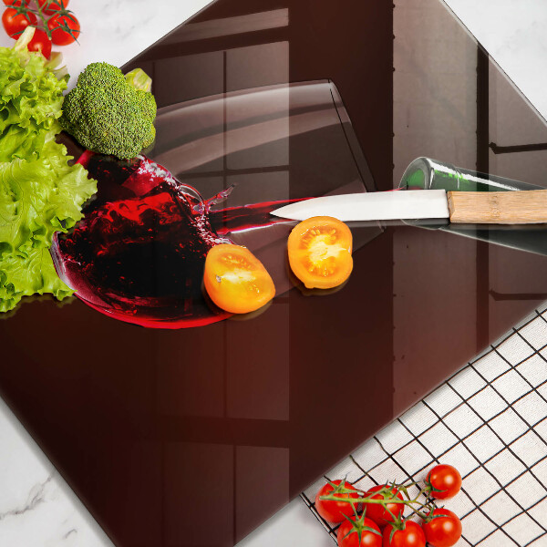 Chopping board glass A glass of wine