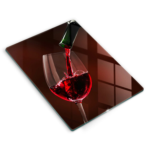 Chopping board glass A glass of wine