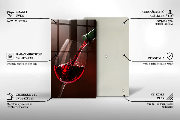 Chopping board glass A glass of wine