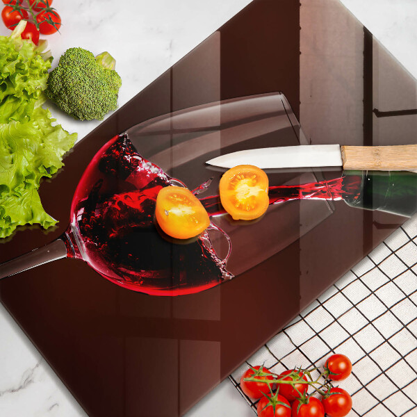 Chopping board glass A glass of wine